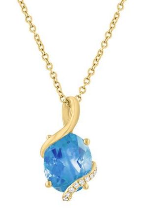 Effy Oval Blue Topaz & Diamond Pendant Necklace at Nordstrom Rack, Size 18