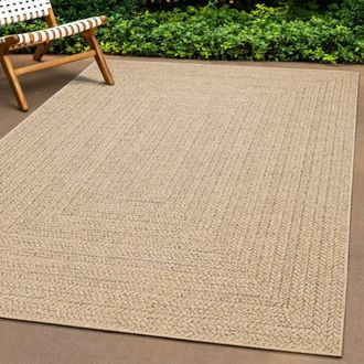 Berkfield Home Rug 200x290 cm Jute Look Indoor & Outdoor in Brown | Size: 100 cm diameter