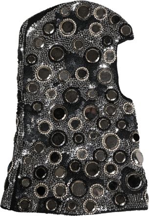 Dolce & Gabbana Womens Black Wool Crystal Embellished Balaclava Hat