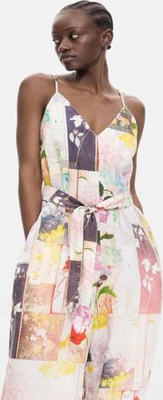 Desigual Tuta jumpsuit lunga nera con stampa-Nero
