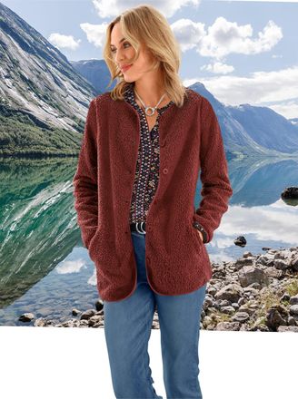 Ambria Fleecejacke AMBRIA, Damen, Gr. 36, rot (rotbraun), 100% Polyester, unifarben, Jacken Fleecejacke