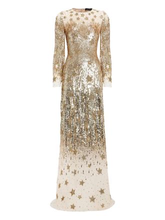Jenny Packham Galatic dress - women - Nylon - 16 - Yellow