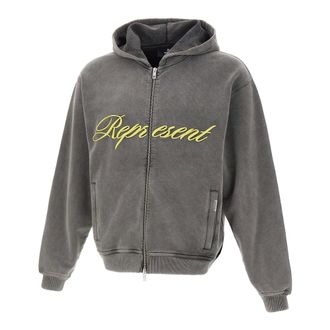 Represent Script Logo Zip Hoodie - male - REPRESENT - Zip-throughs - Gray - XL - Sweatshirts & Hoodies