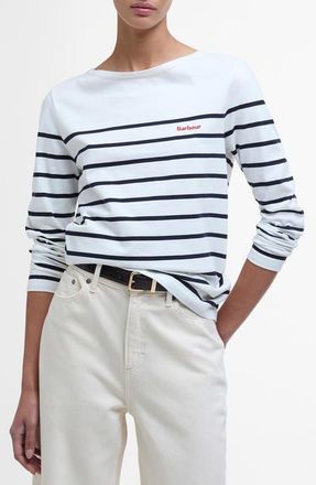 Barbour Bradley Stripe Cotton Top in Cloud Stripe at Nordstrom, Size 8 Us