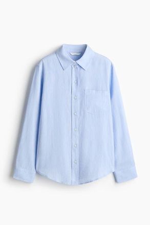 H&M Linen-blend Shirt in Light Blue at Nordstrom, Size Xx-Small