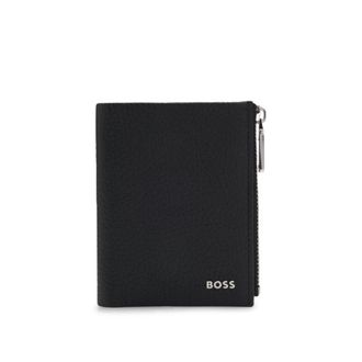 BOSS Logo-lettering wallet in grained leather