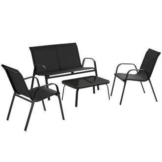 TecTake Garden Furniture Set Nora in Black | Size: 4 Person