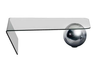 VENTE-UNIQUE.COM Mesa de centro mundo - cristal templado y acerowordwrap{70}}