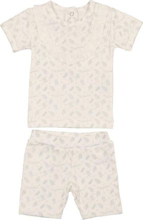 Maniere Kids Leaves & Branches Cotton Blend Top & Shorts Set in White at Nordstrom, Size 12M