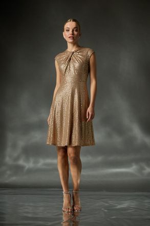 Roman Sequin Twist Front Stretch Dress
