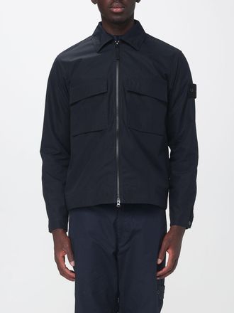 Stone Island Giacca camicia corta in tela di cotone organico con zip