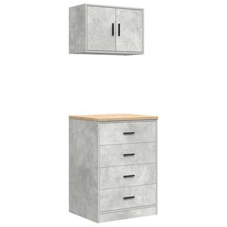 Berkfield Home Garage Cabinets 2 pcs Concrete Grey Engineered Wood