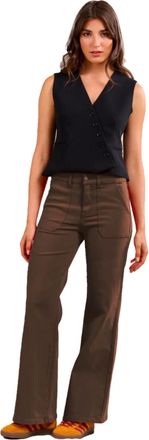 Toxik3 Womens High Waist Stretch Flared Jeans - Brown (UK, Numeric, 10, Regular, Regular, Brown)