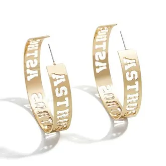 WEAR by Erin Andrews x Baublebar Houston Astros Large Cutout Hoop Earrings in Gold at Nordstrom