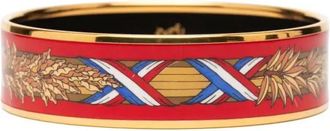 Herm&egrave;s 2000-2020 Wide Liberte Egalite Fraternite Enamel Bangle 70 costume bracelet - Gold