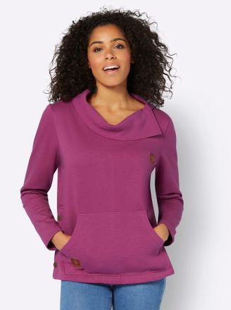 Casual Looks Sweatshirt CASUAL LOOKS, Damen, Gr. 46, lila (erika), 50% Baumwolle, 50% Polyester, unifarben, Sweatshirts Sweatshirt