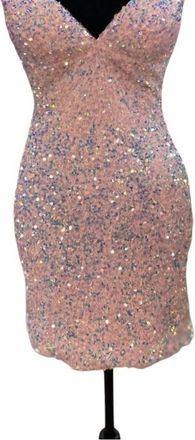 Sherri Hill Womens V Neck Lace Up Mini Dress In Pink