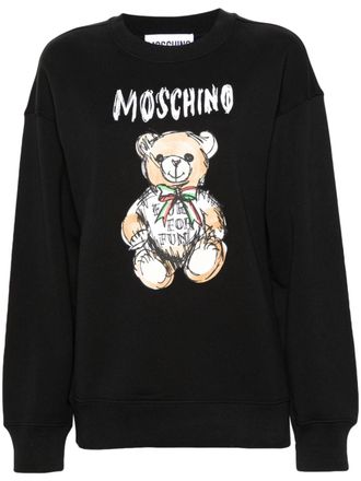 Moschino Sweater met teddybeerprint - Zwart