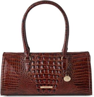 Brahmin Sophia Croc Embossed Leather Satchel in Pecan at Nordstrom