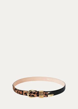 D&eacute;hanche Hollyhock Zebra-Print Calf Hair Belt