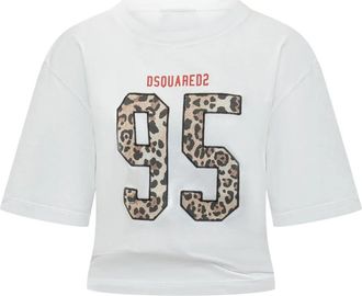 Dsquared2 Cropped Breezy Tee - Dames - T-shirts - Wit - M - Katoen - Tops