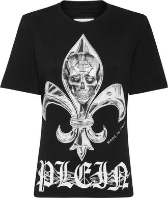 Philipp Plein Padded Shoulder T-shirt Pure Fit - Dames - T-shirts - Zwart - L - Katoen - Tops