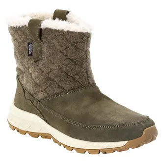 Jack Wolfskin Schlupfboots JACK WOLFSKIN QUEENSTOWN TEXAPORE BOOT W, Damen, Gr. 39, gr&uuml;n (khaki, grau), Leder, Textil, Schuhe Schlupfboots, Winterboots, Snowboots, 