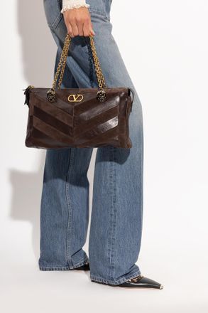 Valentino Garavani Leather Bag With Appliqu&eacute;s, Womens, Brown