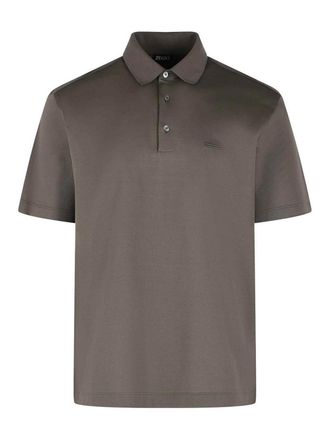 Ermenegildo Zegna Dark Taupe Cotton Polo Shirt