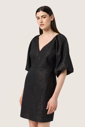 Soaked In Luxury SLCahlina Metallic V-neck Mini Dress in Gun Metal at Nordstrom, Size X-Small