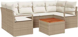 vidaXL Vidaxl - Conjunto De Sof&aacute; De Jard&iacute;n 7 Pcs Beige, Blanco