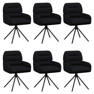 vidaXL Sillas De Comedor Giratorias 6 Uds. Cuero Sint&eacute;tico Negro Vidaxl