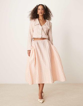Sister Jane Sister Jane jacquard midi skirt in light pink - part of a set