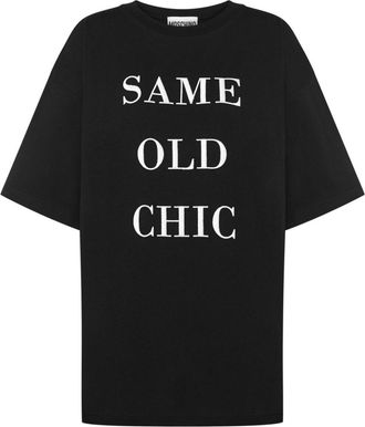 Moschino slogan-print cotton T-shirt - women - Cotton - S - Black