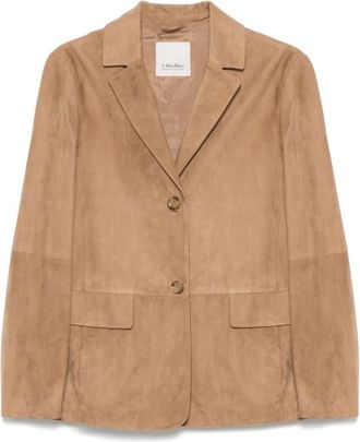 Max Mara Primula Jas - Dames - Blazers - Bruin - XS - Leer - Jassen