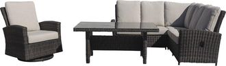 Courtyard Casual Cheshire 5 Pc Chow Dining Recline Sectional Set