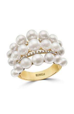 Effy 14K Yellow Gold Freshwater Pearl Diamond Bubble Ring in 14K Gold at Nordstrom, Size 7