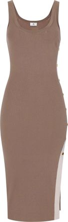 Elisabetta Franchi Sleeveless Bodycon Midi Dress with Side Slit