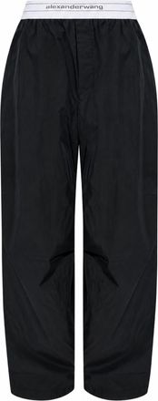 Alexander Wang Black Wide-Leg Pleated Cotton Pants