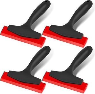 No Brand Juego De 4 Mini Rasquetas Para Cristales De Coche Y Ba&ntilde;o - Raspador Y Limpiacristales De Silicona Con Ventosa - Pr&aacute;ctico Limpiacristales Para Ducha Y 