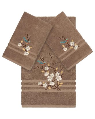 Linum Home Textiles Turkish Cotton Spring Time 3Pc Embellished Bath & Hand Towel Set