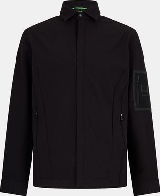HUGO BOSS Mens Zipped Pocket Collared Neck Long Sleeve Shirt in Black - Size X-Large