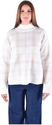 Barbour Delilah Tartan Wol Trui - Dames - Coltruien - Wit - 2XS - Wol - Truien & Vesten