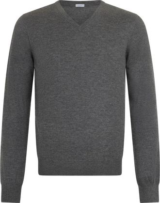 Malo Cashmere V-neck Sweater - Heren - Cashmere truien - Grijs - 3XL - Leer - Truien & Vesten