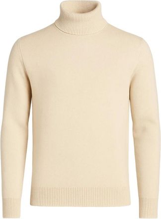 Paolo Pecora Double Turtleneck Sweater - Heren - Coltruien - Beige - XL - Wol - Truien & Vesten