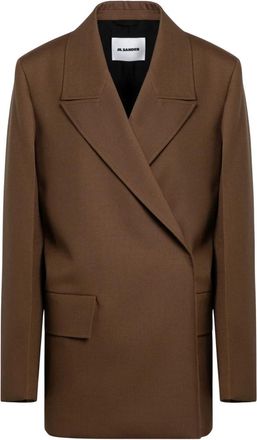 Jil Sander Double-Breasted Jas - Dames - Blazers - Bruin - S - Wol - Jassen