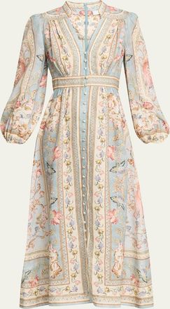 Zimmermann Roselight Plunge Midi Dress