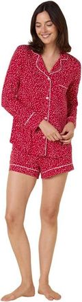 The Cats Pajamas Pima Knit Long Sleeved Short Set in Confetti Dot Red at Nordstrom, Size X-Small