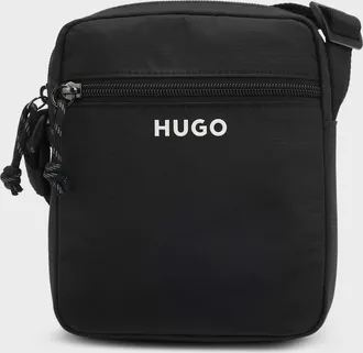 HUGO BOSS Mens HUGO Everett Mens Crossbody Bag with Contrast Logo - Black 001 - Size: ONE size