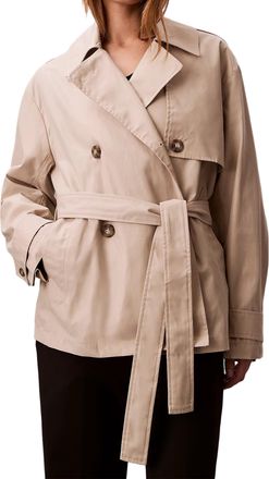 Calvin Klein Mid-Length Double-Breasted Cotton Trench Coat